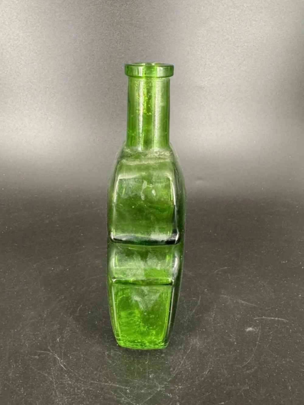 Vintage Wheaton Glass 7 Green Violin, Guitar, Cello or Bass Shaped Bottle